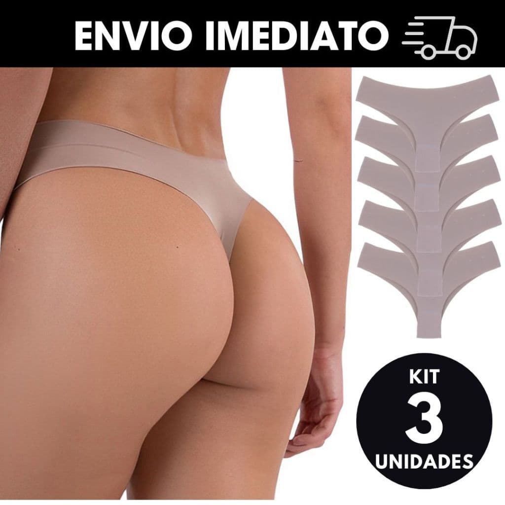 Kit 3 Calcinhas Fio Dental BEGES Sem Costura Corte Laser Original