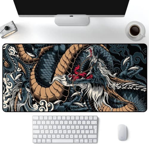 Mouse Pad Gamer Extra Grande Profissional  90x40 Dragão Azul