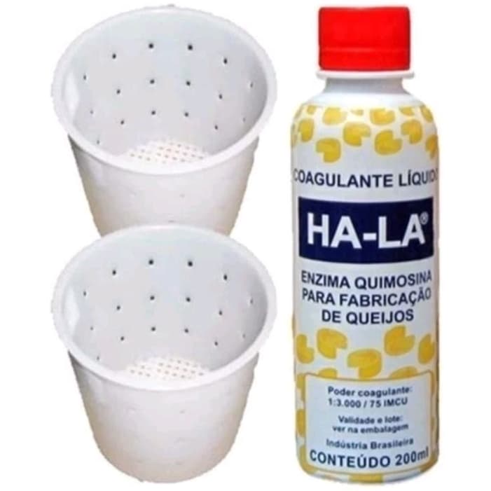 Forma de queijo 500g 2 unidades. + 1 coalho líquido Ha-la 200ml.