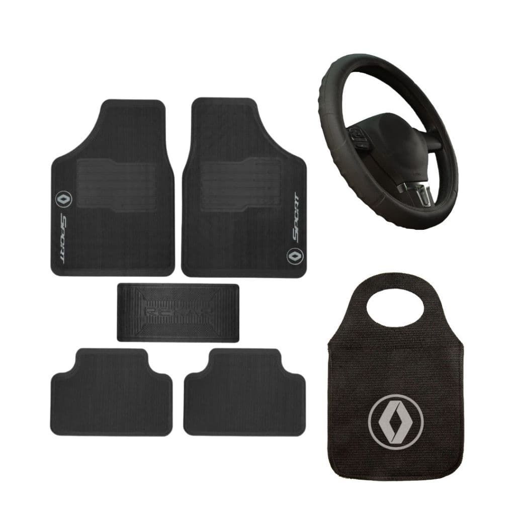 Kit Tapete Para Carro + Lixinho Automotivo + Capa De Volante Renault