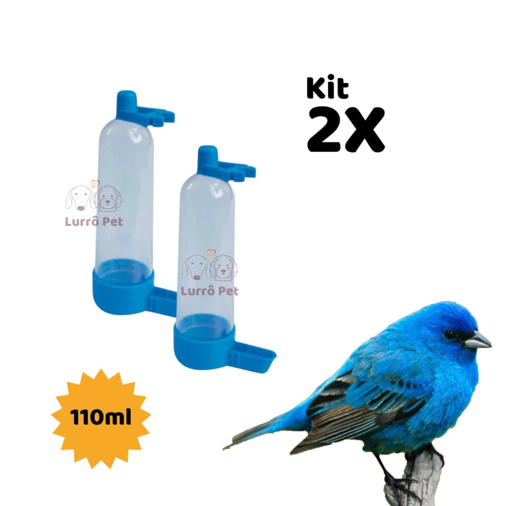 Kit 2 Bebedouros de água Tradicional para Passarinho Pássaro 110ml SORTIDO