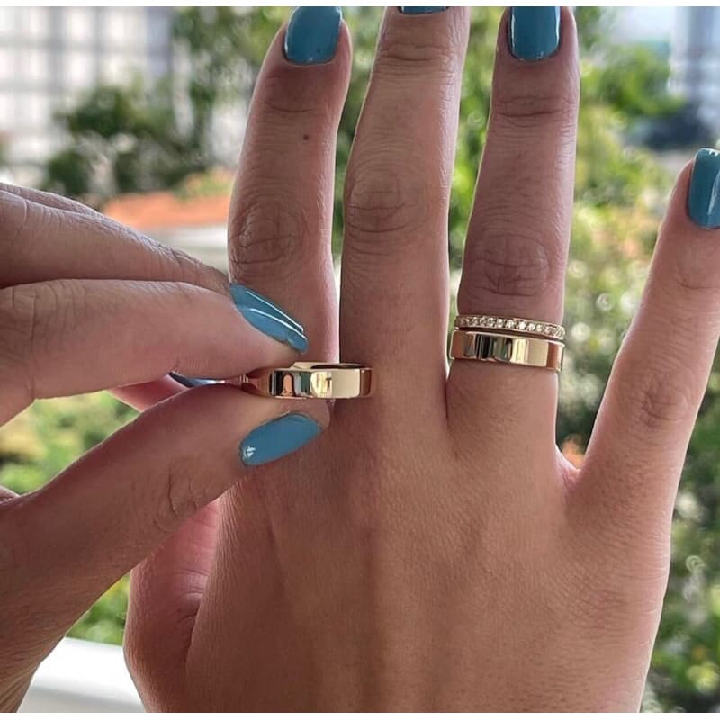 Par de Aliança MOEDA ANTIGA Quadrada Reta 5mm | Aliança Casamento Noivado