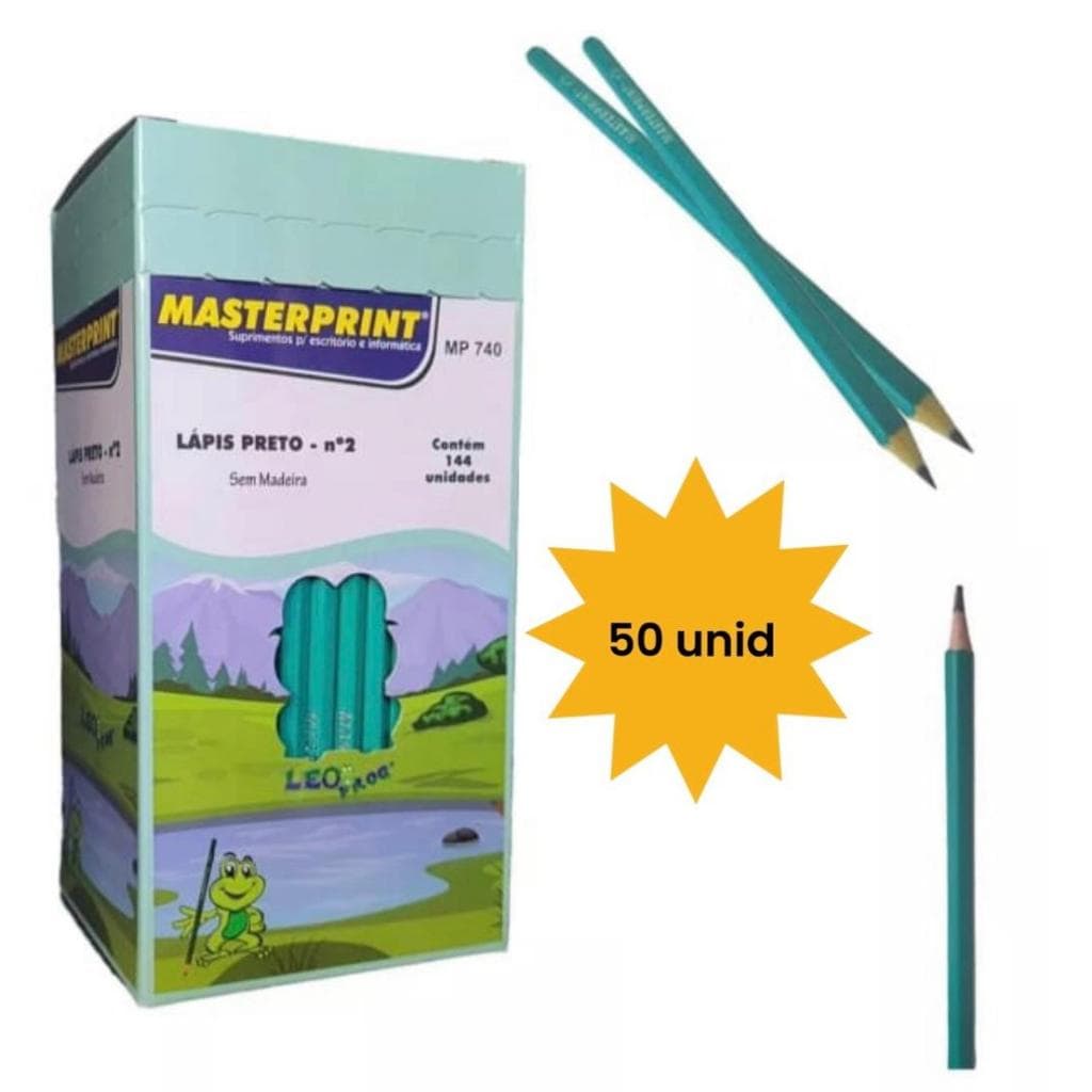 Kit 50 Lápis de Escrever Preto Nº2  Mais Barato  Escolar Escola Estudos Masterprint