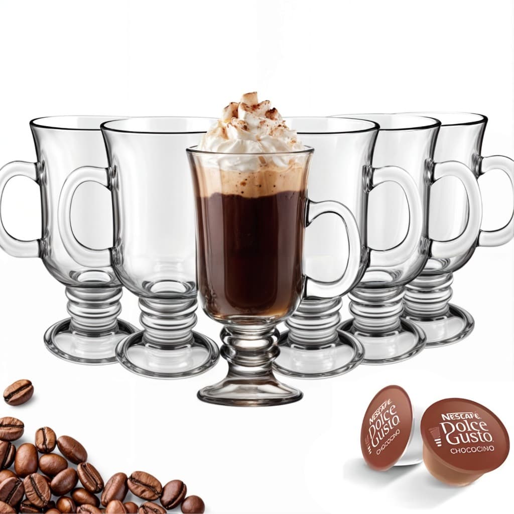 Jogo Kit 6 Canecas Xícara Nespresso Vidro Café Capuccino 130ml Irish