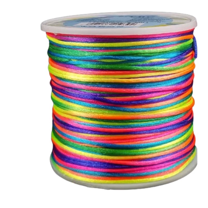 Fio De Seda Cordão Rabo De Rato 2 Mm Rolo Com 50 Metro Cor Multicolor