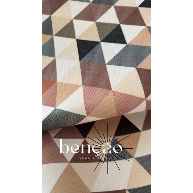 Tecido Almofada Puff Sued Veludo Estampado Triangulo Bege Marrom Nude Terracota Decoração Elegante