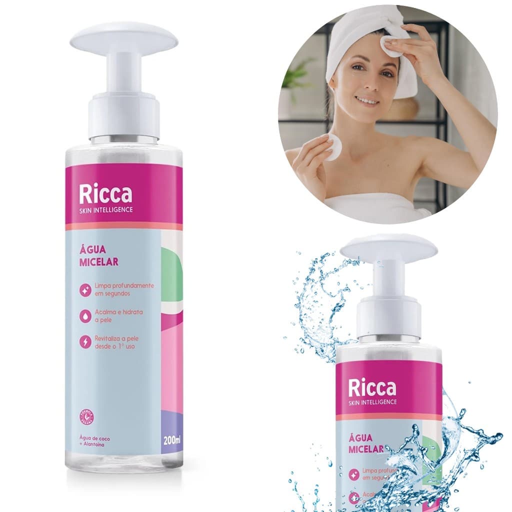 Água Micelar Demaquilante Para Pele Mista 200ml - Ricca