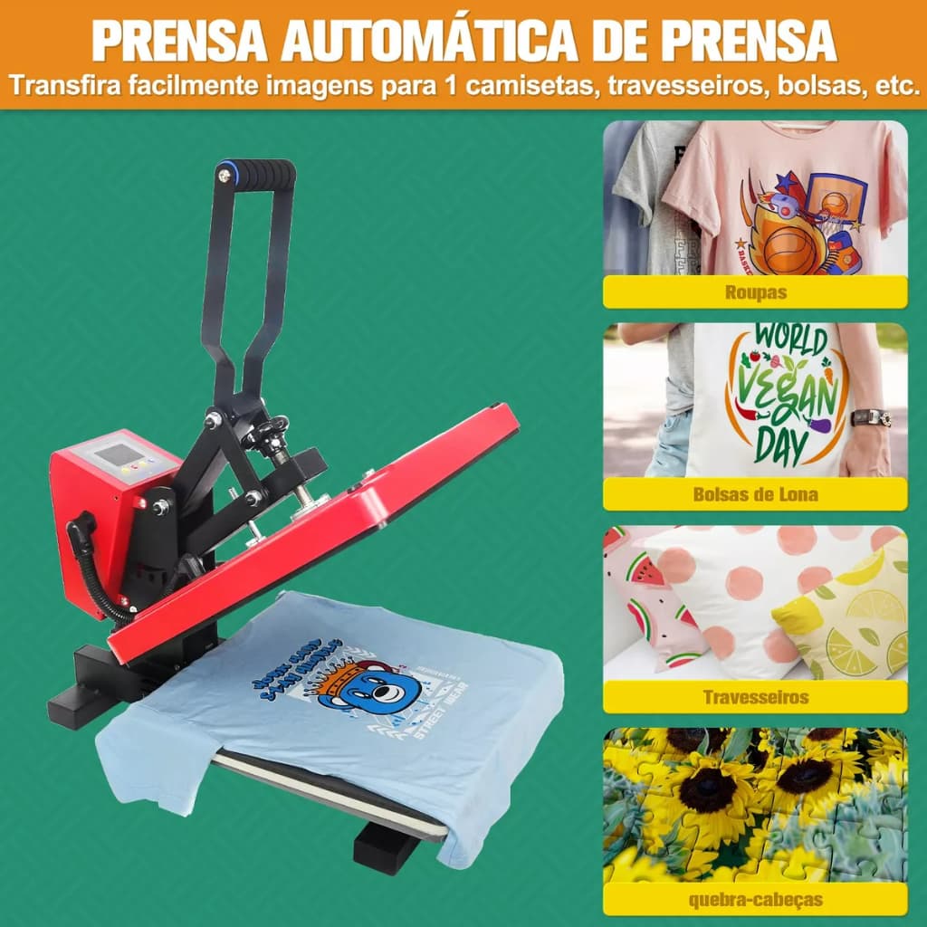 Prensa Térmica Transfer Plana Camise Thermal Press 38x38cm mecolour