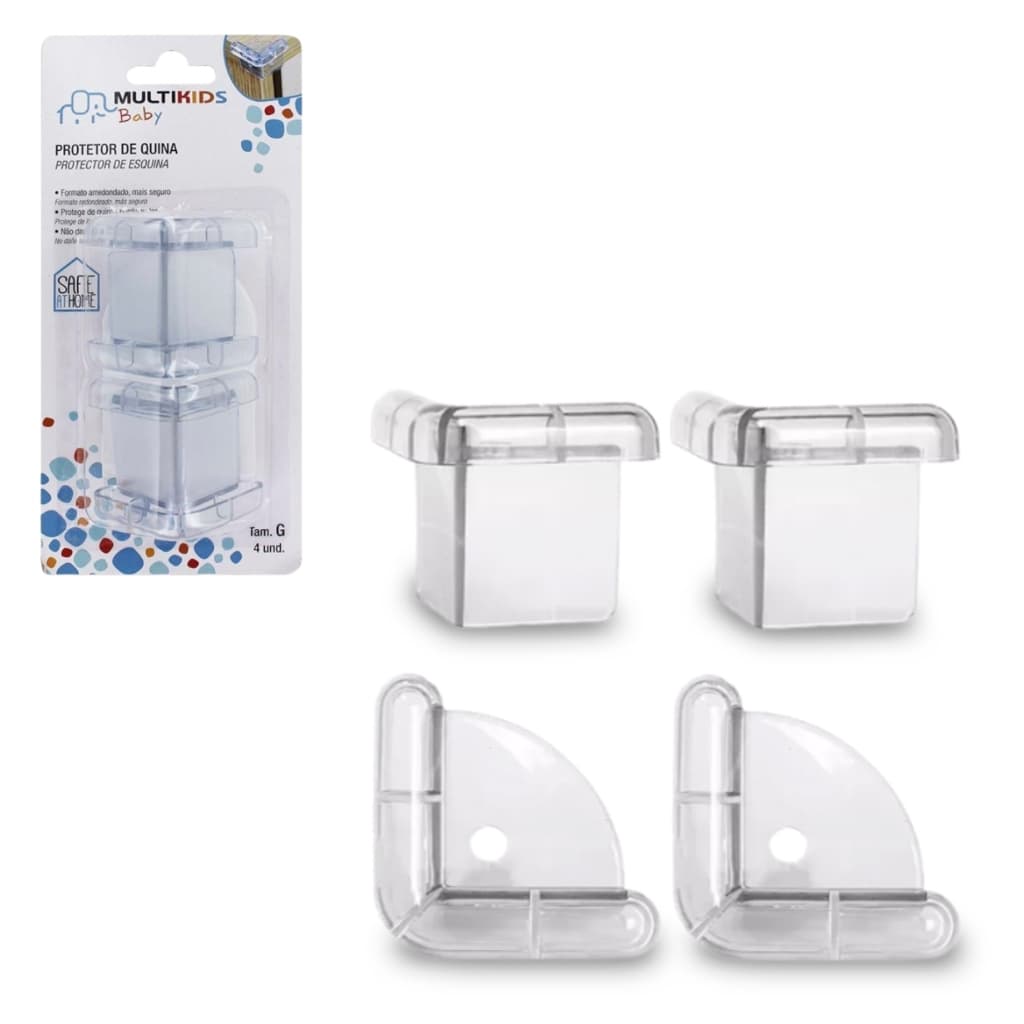 Kit 4 Protetores Para Quina Mesa Móveis Cantoneira Bebê Criança 4 Peças MultiKids
