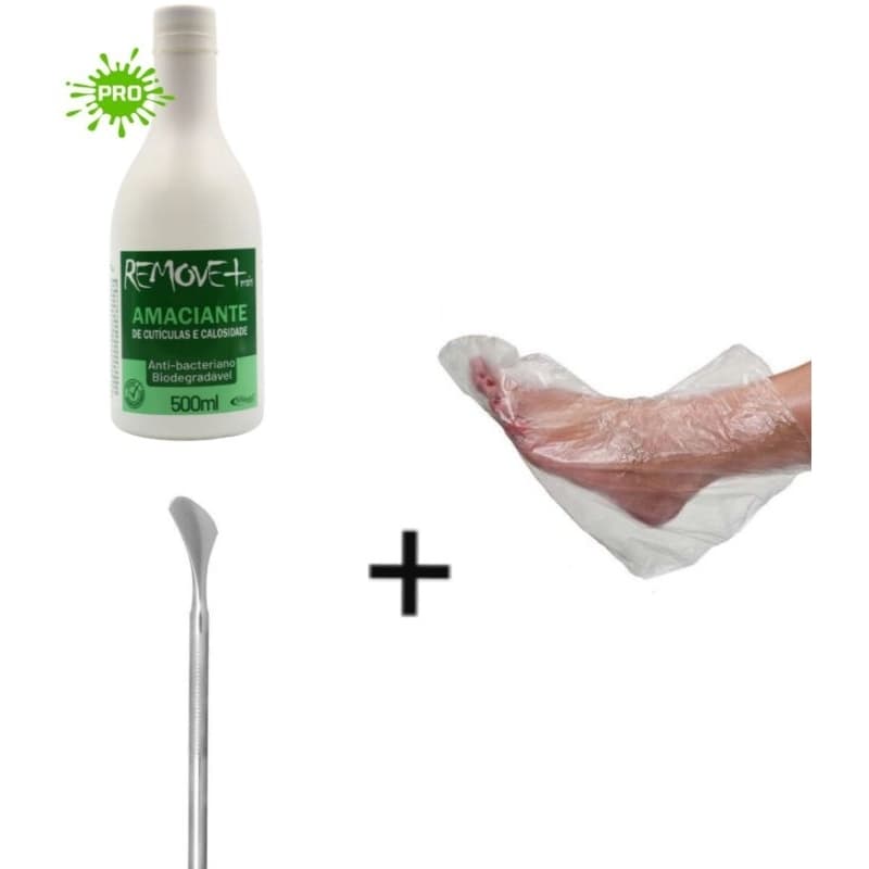 AMACIANTE DE CUTÍCULAS E CALOSIDADES REMOVE MAIS 500ml Para Pés+ Espátula + 10 Botinhas Descartáveis