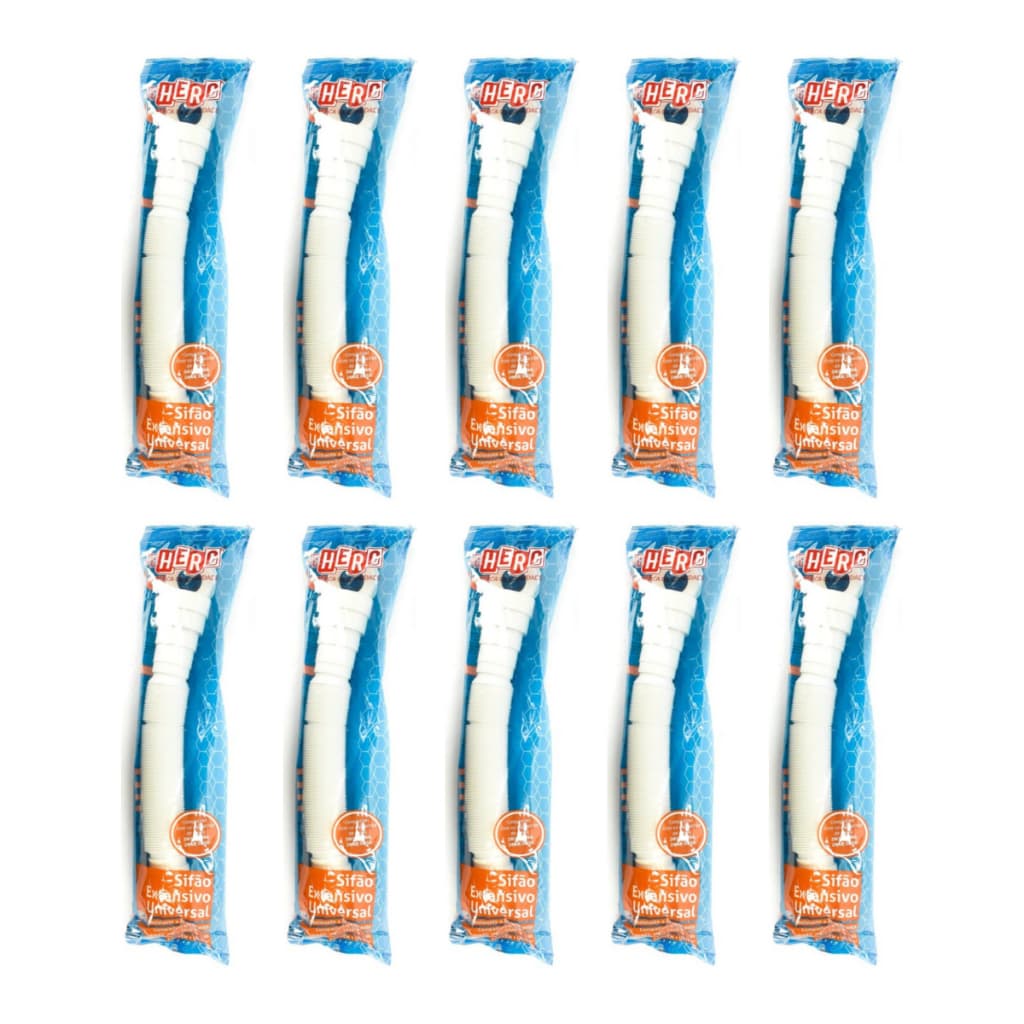 Kit 10 Sifão Sanfonado Flex Universal Ralo Pia Tanque Lavatório Ajustável 70cm