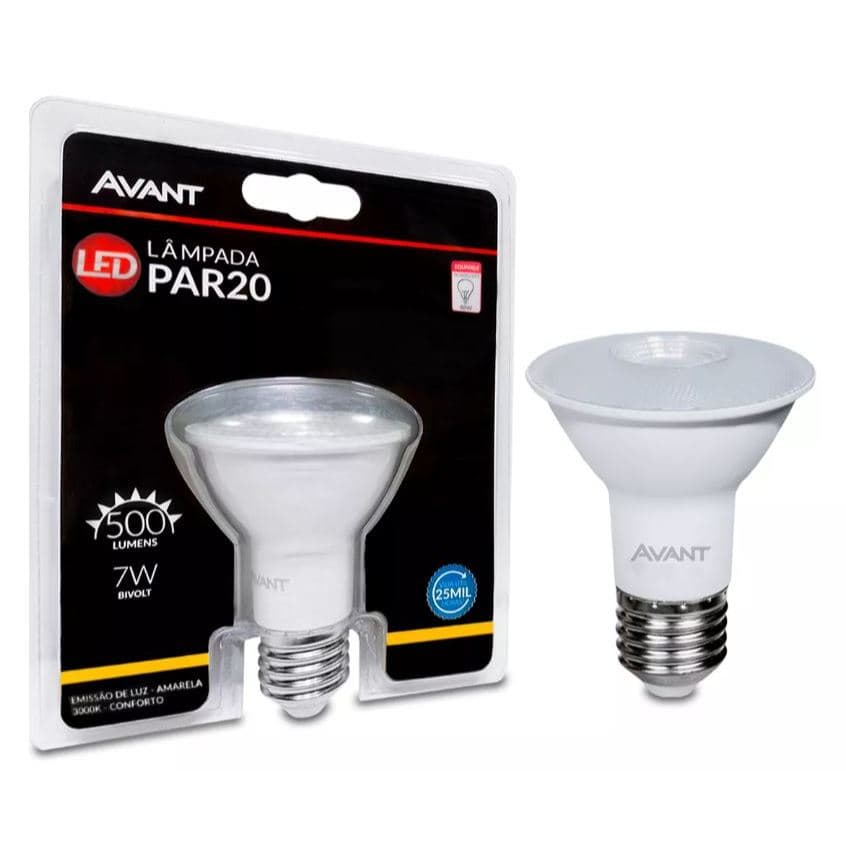 Lâmpada Led Par 20 6w Bivolt 3000k Branco Quente E27 AVANT