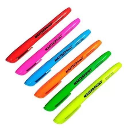 Kit C/ 5 Marca Texto Neon Masterprint (Várias Cores)