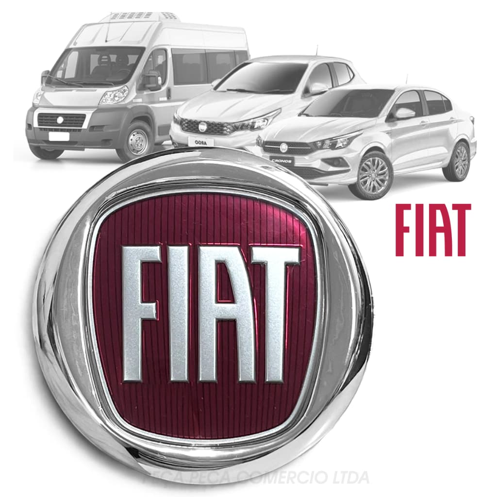 Emblema Vermelho Cromado Grade Dianteira Fiat Argo Cronos Ducato 12cm Logo Fiat Simbolo Frente