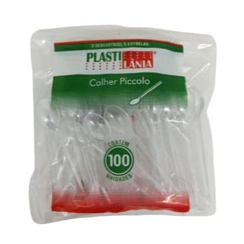 Colher Piccolo para Café Crystal 8cm Plastilânia Pacote 100 Unidades