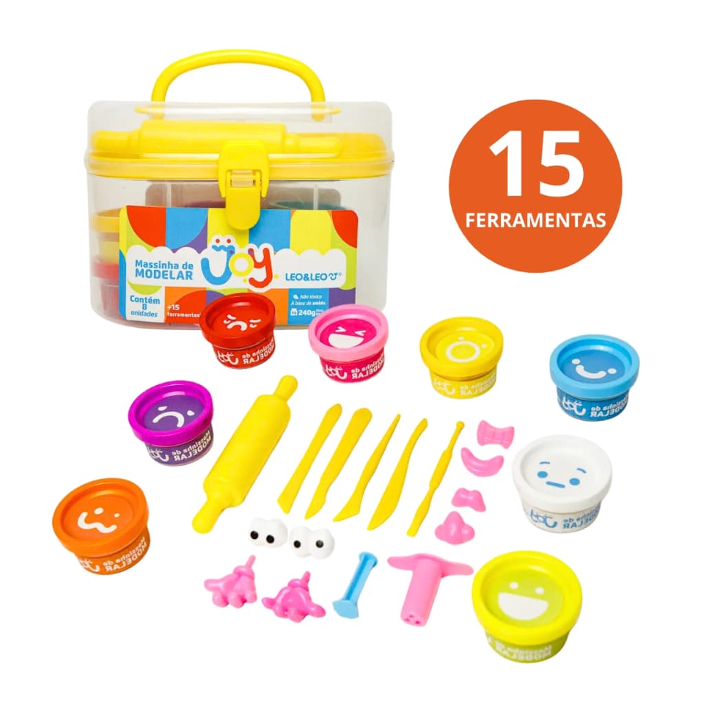 Kit Massinha De Modelar Emoções Com Maleta 15 Forminhas Ferramentas Cortador Massinhas 8 Cores Brinquedo Educativo Sentimentos Brinquedos Pedagógicos Terapêuticos Menino Menina