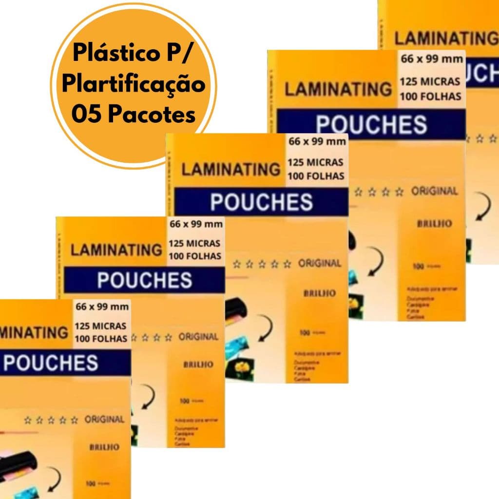 500un Plástico Para Plastificação Pouch Cpf Sus 66x99 125 Mc