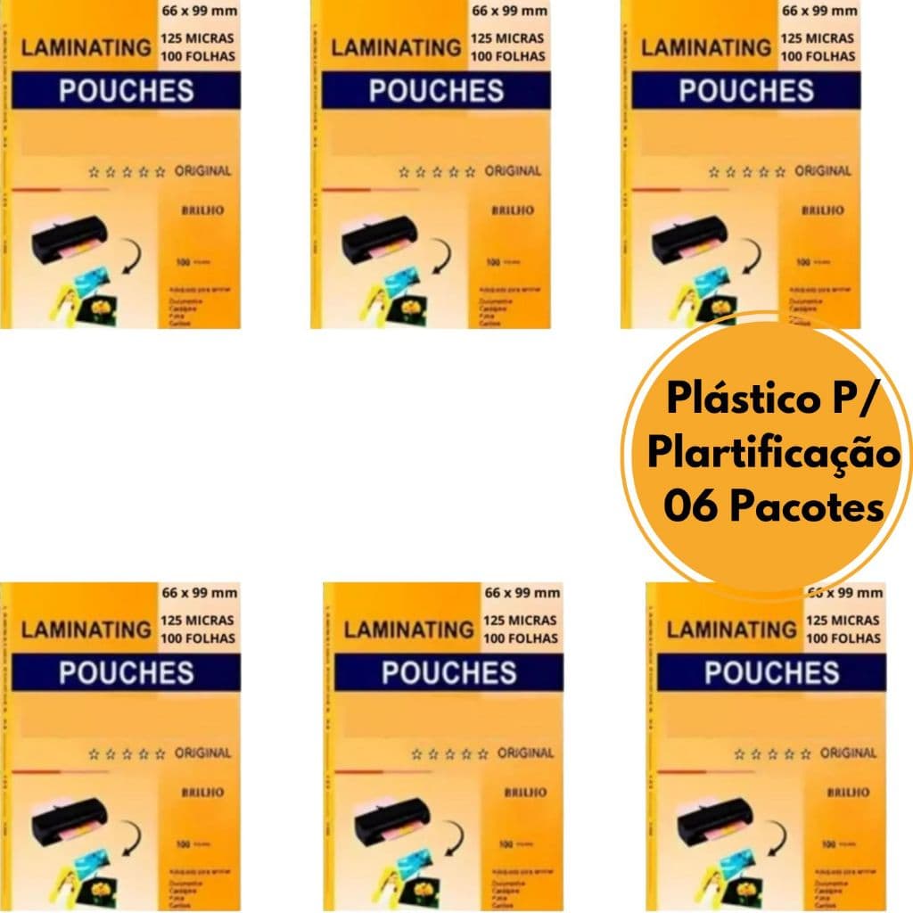 600un Plástico Para Plastificação Pouch Cpf Sus 66x99 125 Mc
