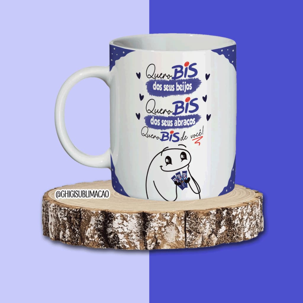 Caneca Sublimada Quero bis Porcelana Namorados 325ml Personalizada