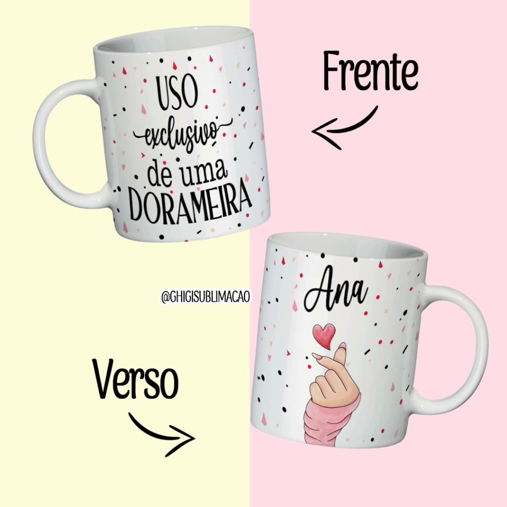 Caneca Sublimada Dorameira Porcelana 325ml Personalizada
