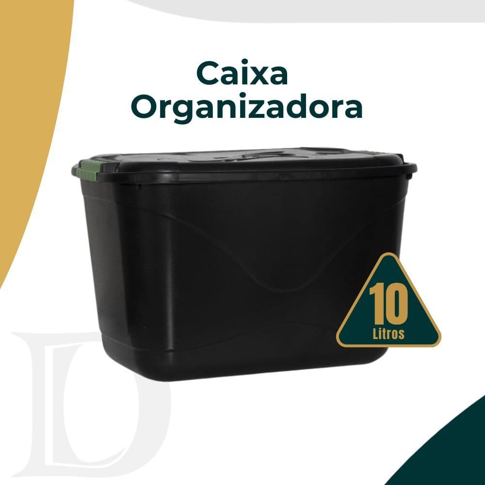 Caixa Organizadora 10 Litros Pequena Com Tampa e Travas Cesto Pequeno