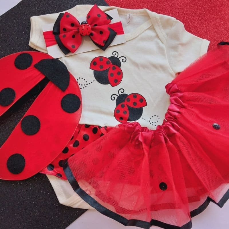 Body Joaninha Tule E Tiara Bebe Mesversário - Personagem/fantasia Infantil