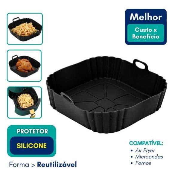 Forma De Silicone Protetora Quadrada Para Air Fryer E Fritadeira Elétrica