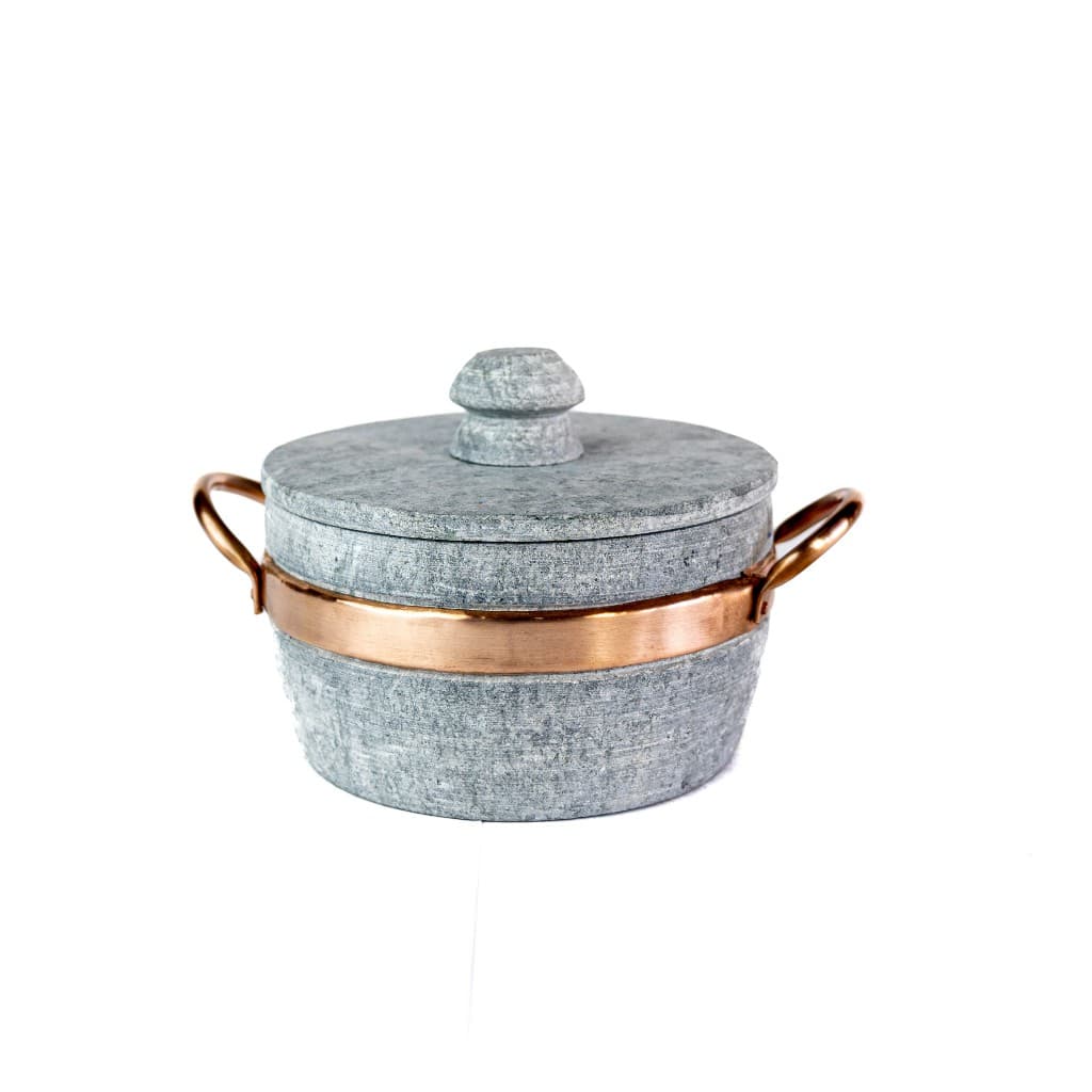 Panela em Pedra Sabão C/Alça de Cobre de 1 litro