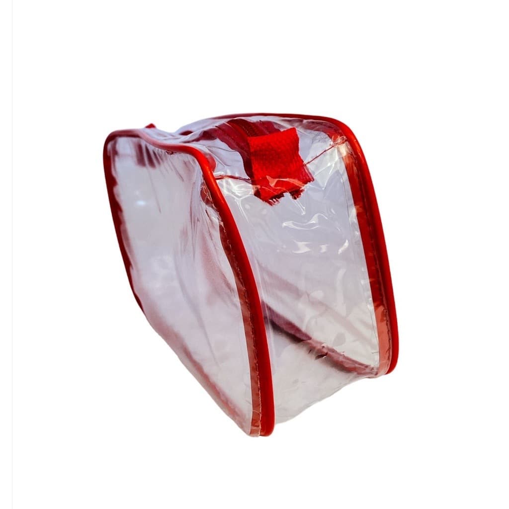 Necessaire transparente e vermelha 23x15 - viagem  -maquiagem - maternidade - multiuso