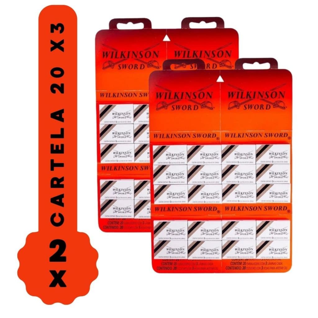 2 Cartelas Lâmina Wilkinson 20 unid x 3 (120 lâminas)