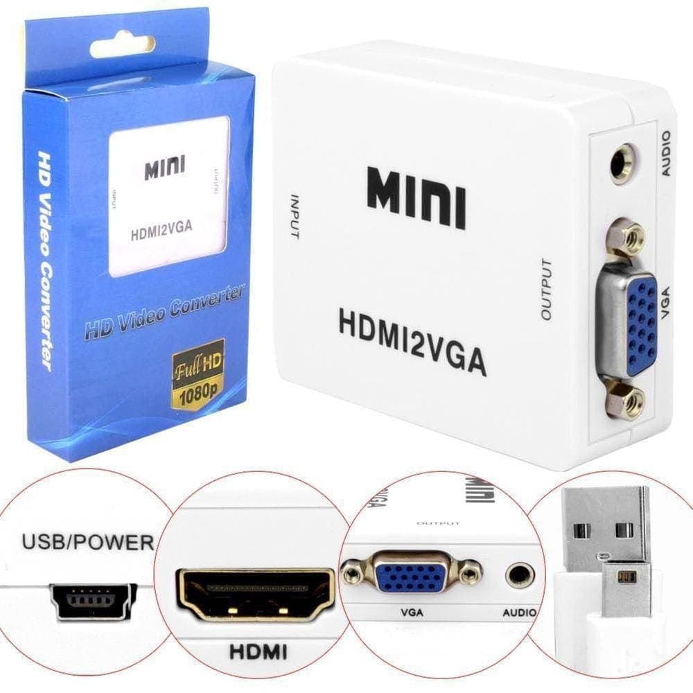 Ataptador Mini Conversor De Video Hdmi Para Vga  Saida P2 De AUDIO 1080P  Tv Monitor