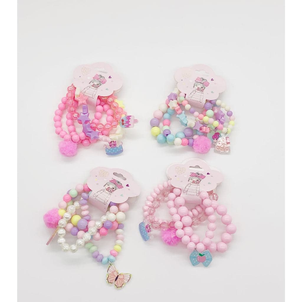 4 Peças Pulseira De Miçangas Arco-íris Para Meninas. Peças Aleatórias.Cores Aleatórias
