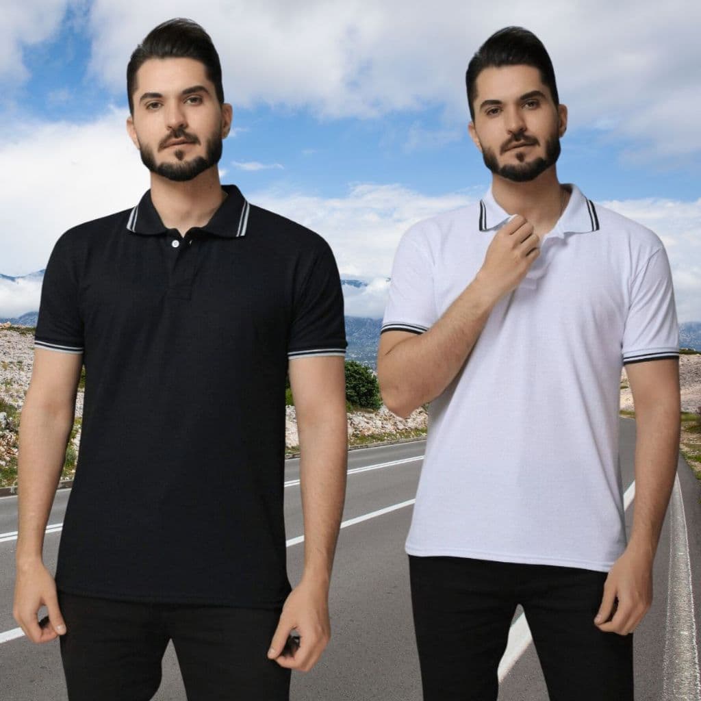 Kit 2 Camisa Gola Polo Masculina Camiseta de AlgodãoRoupas casuais de escritório Outlet de fábrica