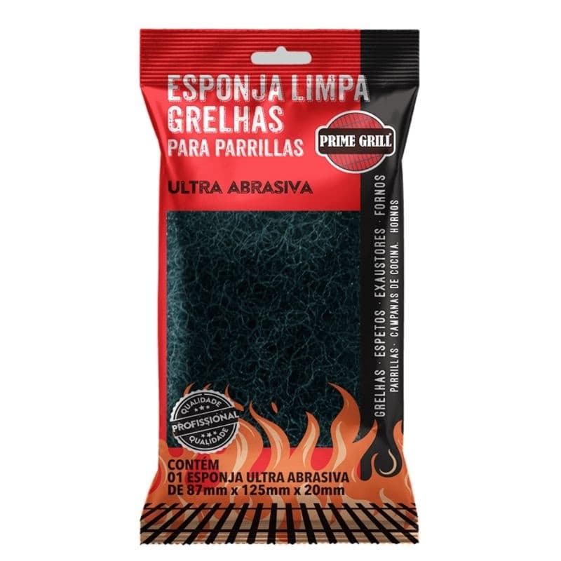 Esponja Ultra Abrasiva da Prime Grill - Para Churrasqueira Espeto Grelhas Chapas Panela de Ferro