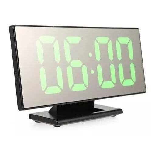 Relógio De Mesa Led Digital Espelhado Verde