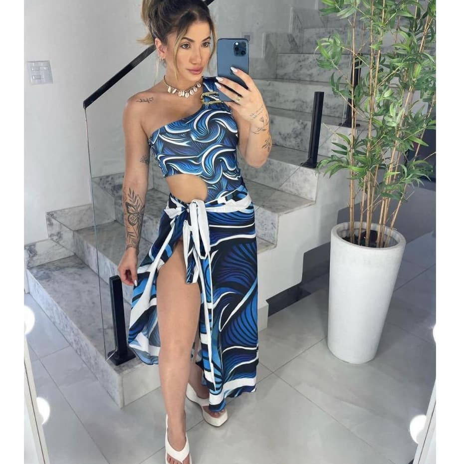 Kit Conjunto Body/maiô + Páreo Saída De Praia Verão promoção saída de banho