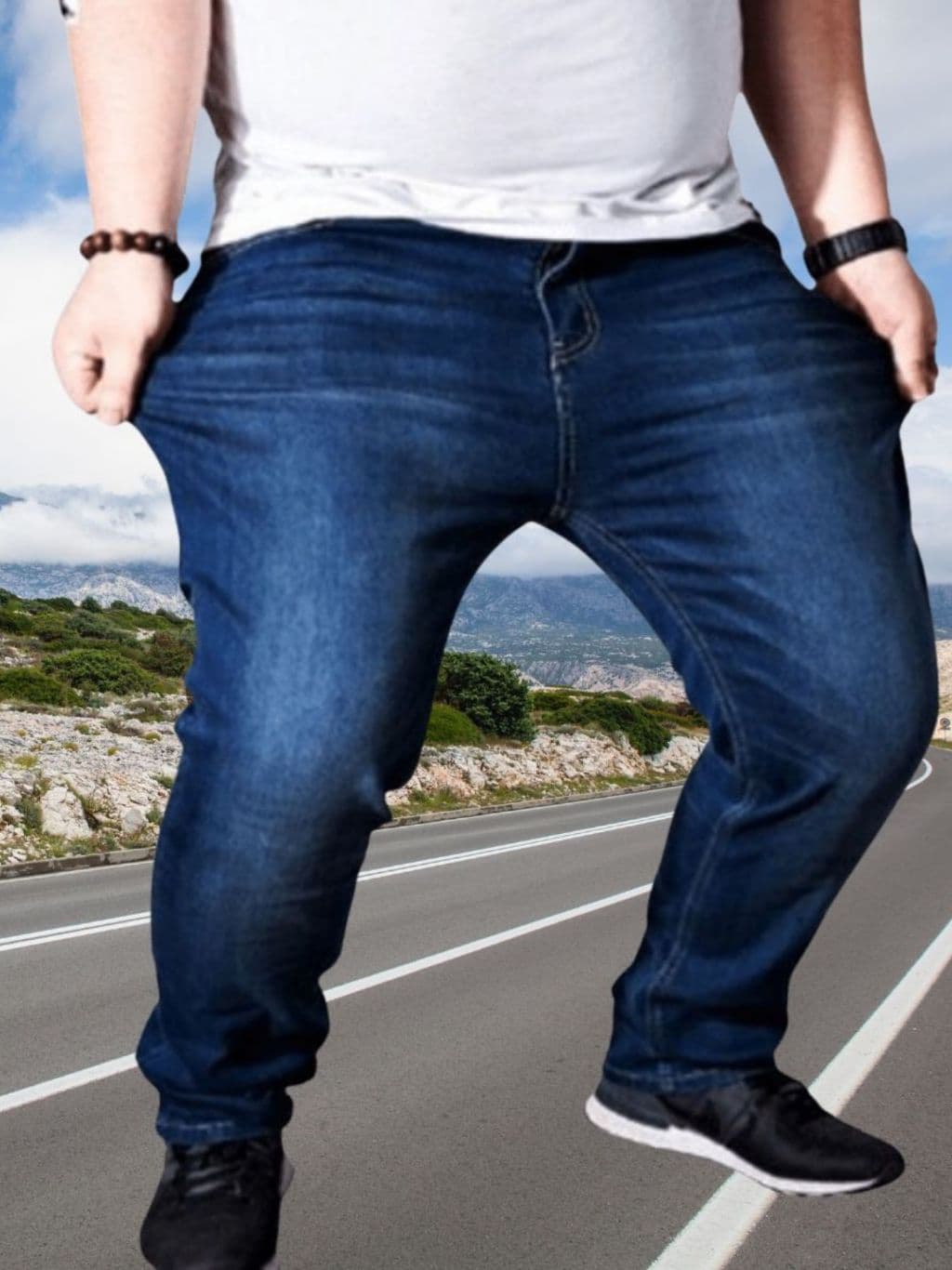 Jeans Masculino Zíper Lycra Jeans Stretch plus size tamanho 50 52 54 56 Fabricantes Preços Especiais Venda Direta
