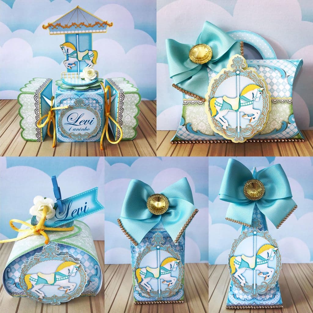 Kit Caixas Personalizadas Carrossel Menino