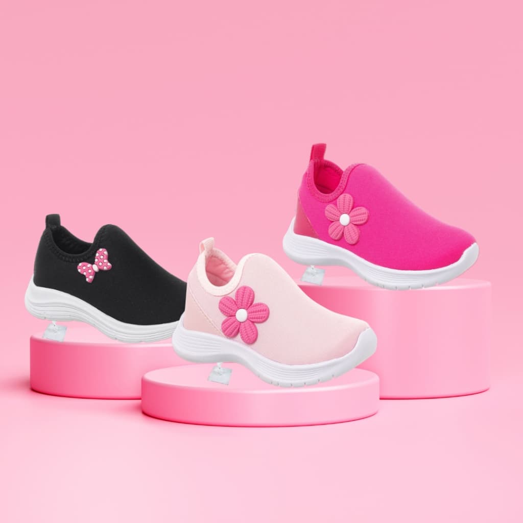 Kit 3 Calce Fácil Infantil Menina Personalizado Confortável Casual Promoção