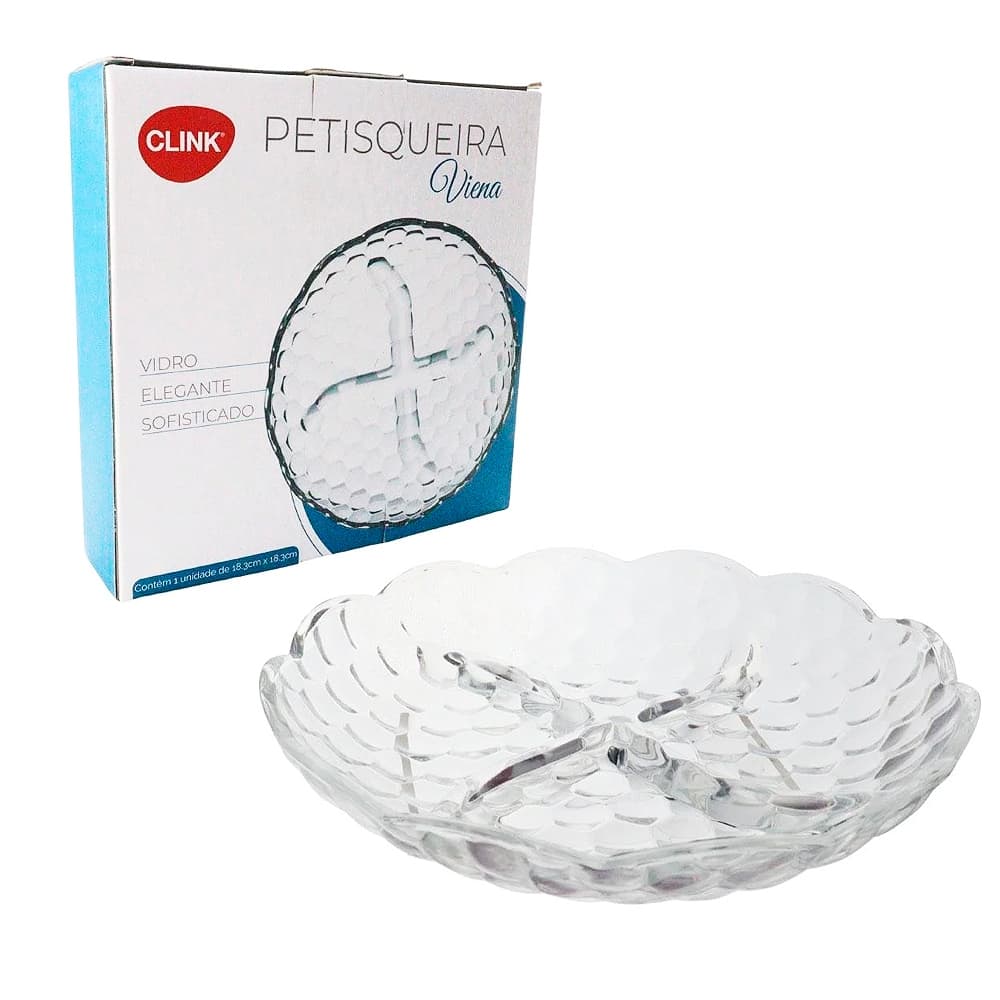 PETISQUEIRA C/4 DIVS 18,3CM VIDRO VIENA MESA POSTA