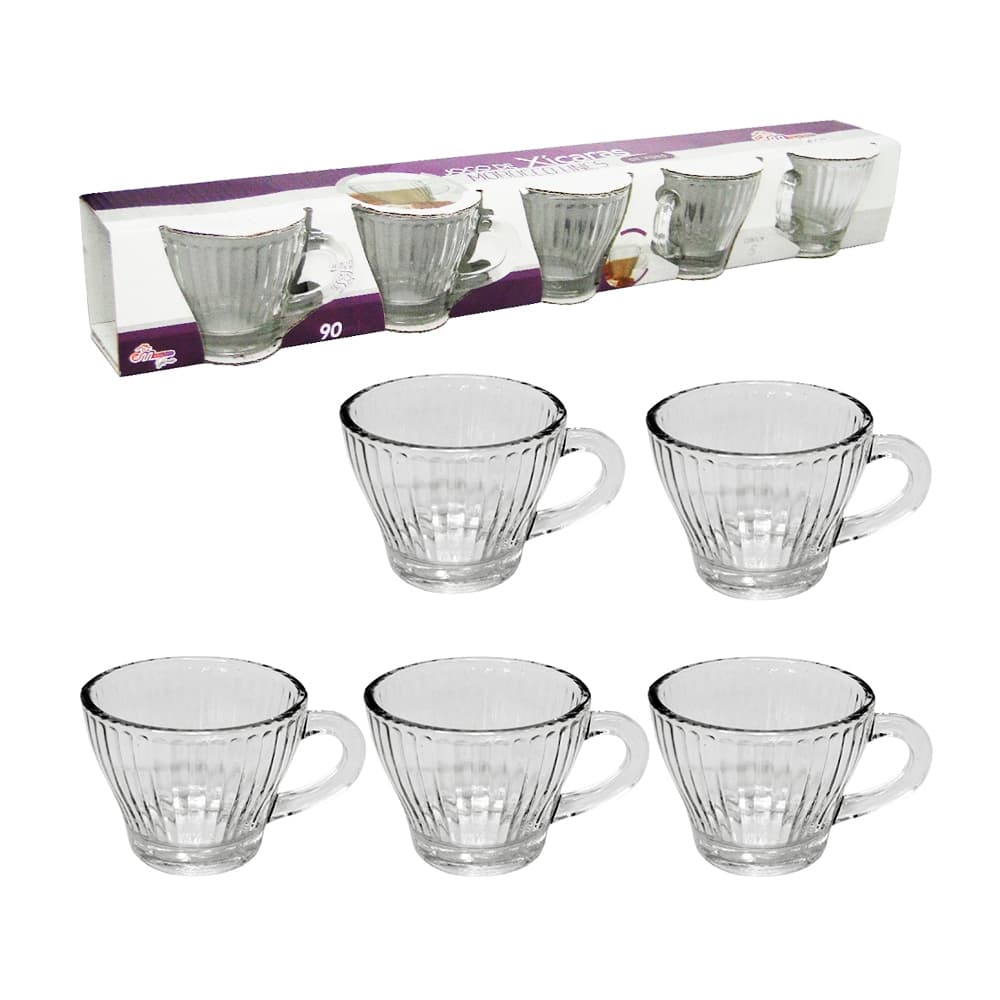 Xícaras de vidro 90 ml 5 unid  mesa posta /cozinha