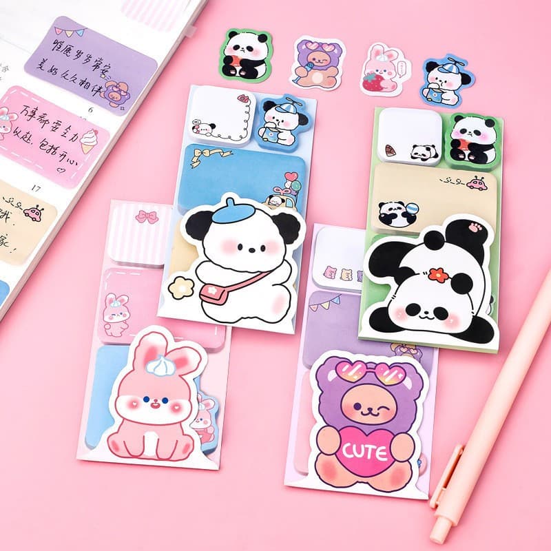 Bloco e notas kawaii fofo ursinho
