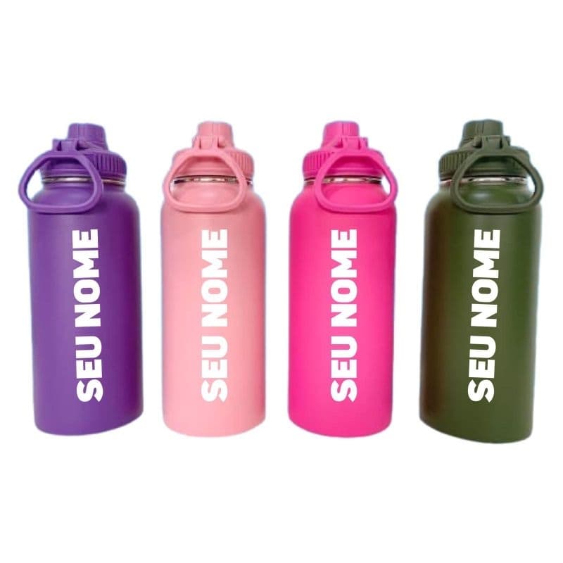Garrafa De Água 1000ml 1L Dupla Camada De Aço Inoxidável Isolado Nome Personalizado Garrafa Térmica Água