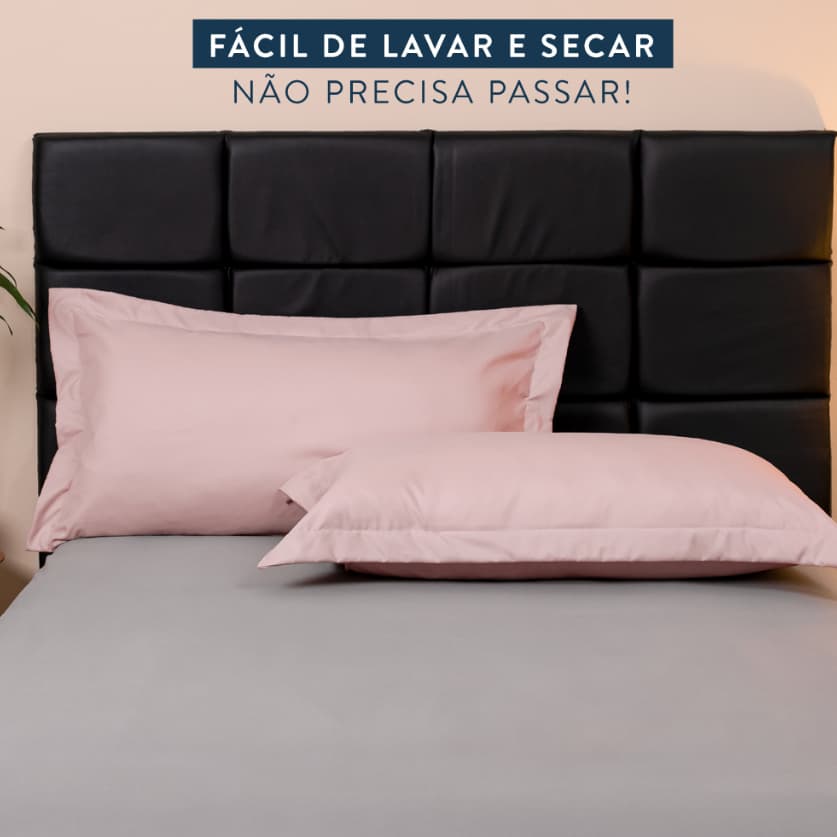 Par de Fronha Travesseiro King 90cm x 50cm com 04 abas 200 fios Flex Percal 02 peças
