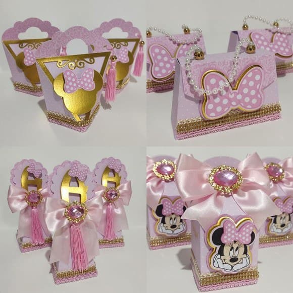 KIT 40 PERSONALIZADOS DA MINNIE ROSA DE LUXO PERSONALIZADO - 10 itens de cada