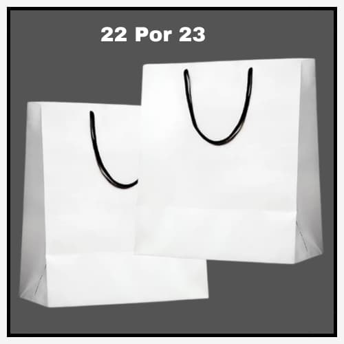 Sacolas de Papel Branca Lisa Cordão Preto Papel Off7 150g de 5 a 20