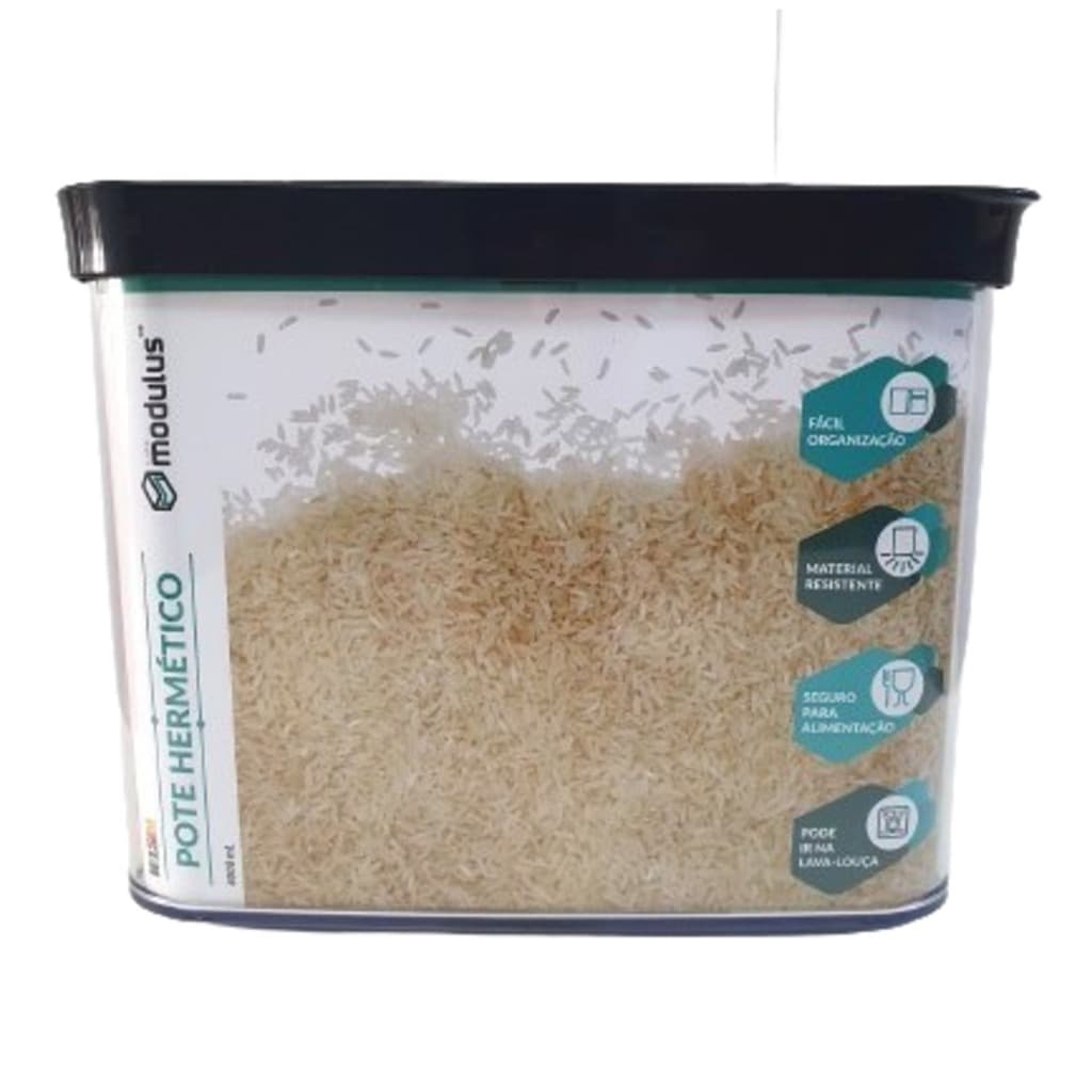 Pote Hermético para Alimentos e Mantimentos 4000ml Tampa Preta Helsim