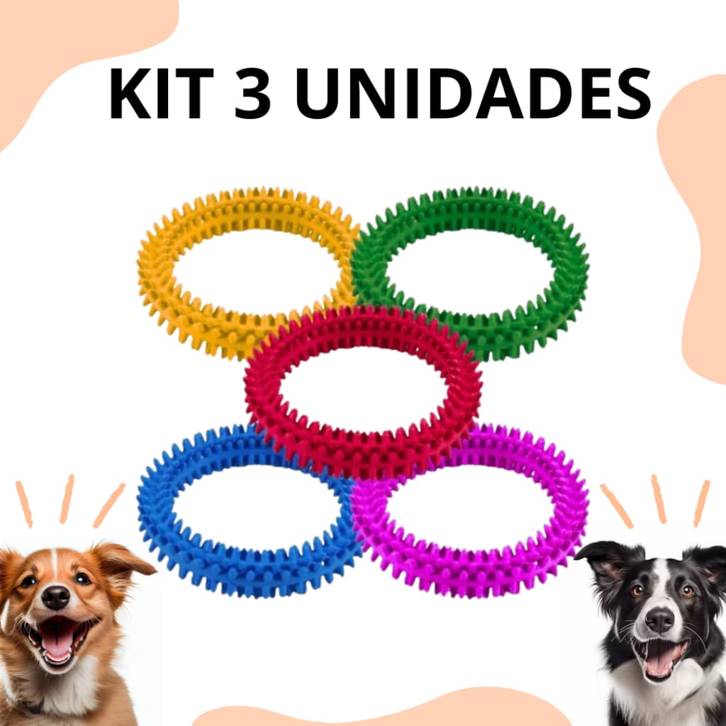 Kit 3 Brinquedos Para Cachorro Massageador Mordedor Anemona Para Cachorro Pet 11 cm
