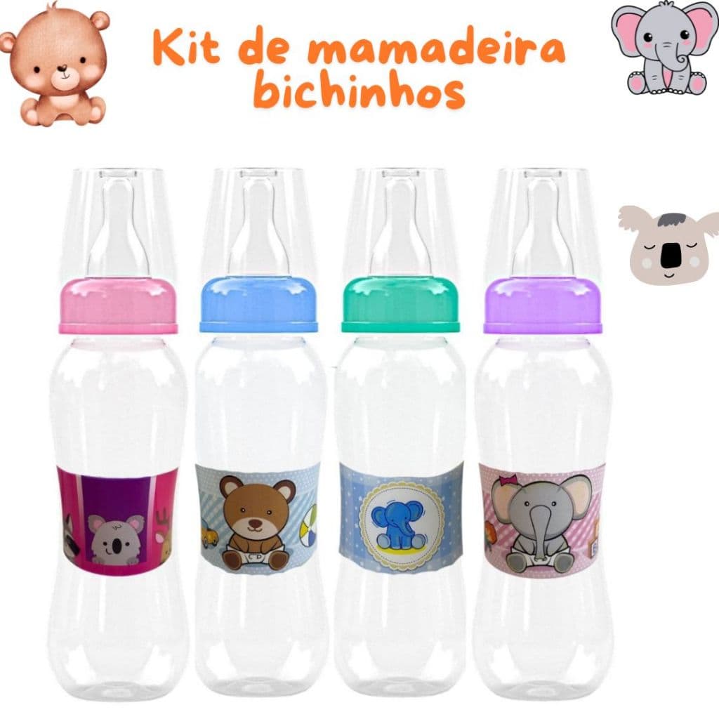 Kit mamadeira bebe 240 ml bico redondo 2 a 12 UN menino menina