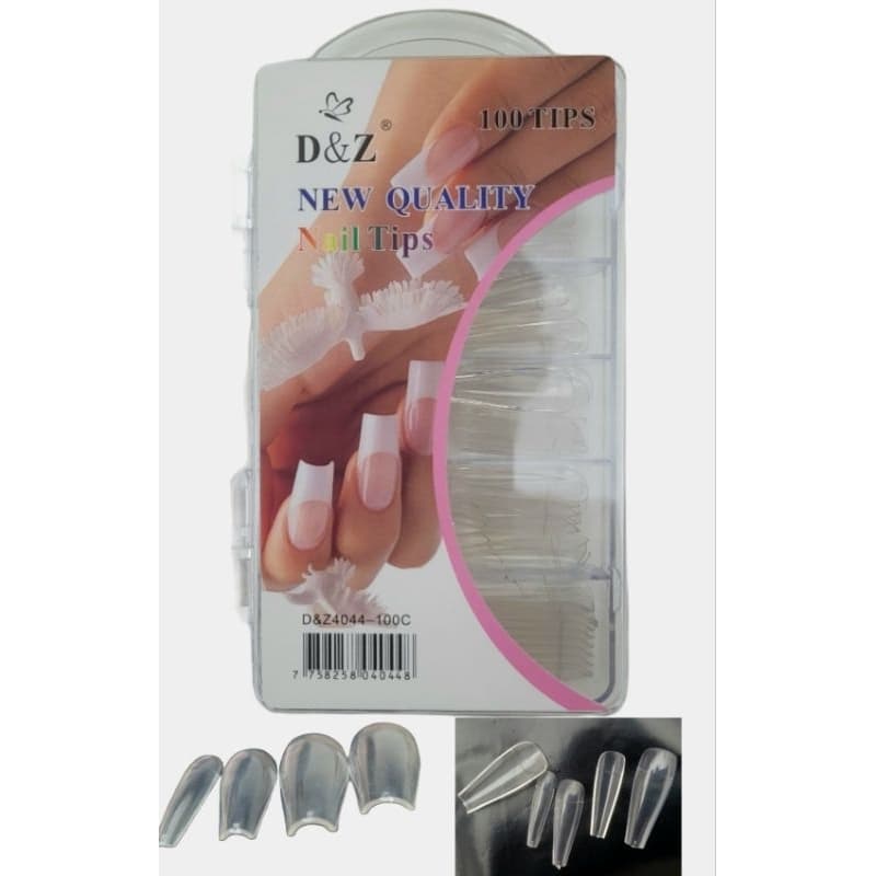 POSTIÇA BAILARINA, STILETTO ou QUADRADA Kit com 100 unidades de Unha Transparente ou leitosa D&Z tip / postiça DeZ